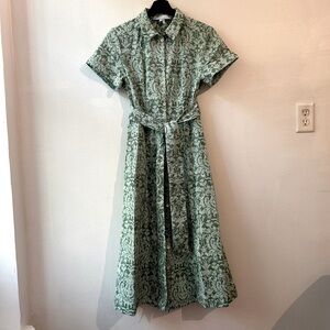 Hill House Lily Dress in Green Jacquard Size S